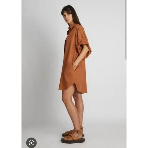 camilla & marc Dresses & Skirts - NEW Camilla And Marc Anneli Shirt Dress Women's Size 12 Rust Mini Relaxed Linen